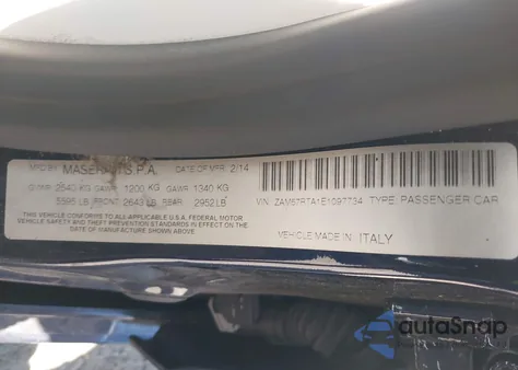 2014 Maserati Ghibli S Q4 from USA, damaged, VIN ZAM57RTA1E1097734